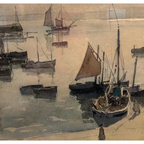 1930s Henry Maurice Cahours, Return from Fishing, Watercolor, 1930s, Framed For Sale - Image 5 of 8