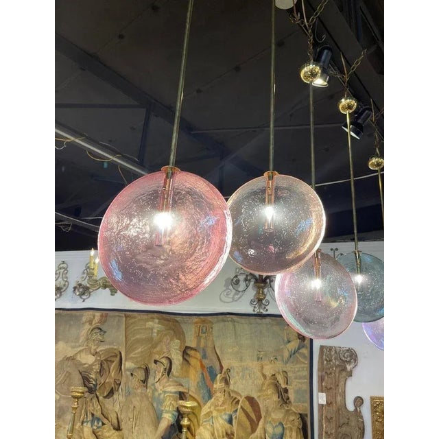 Decorative Murano Glass Disc Form Pendant Lights For Sale - Image 9 of 10