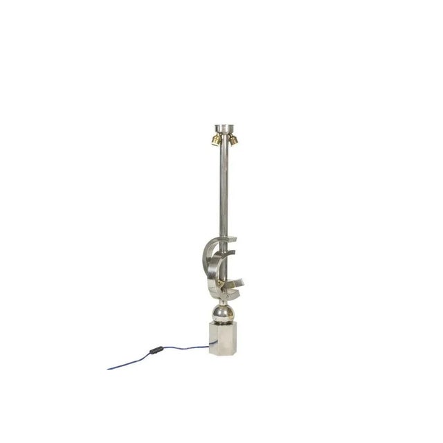 Metal Sculptural Lamp in Chromed Metal, 1970s For Sale - Image 7 of 7
