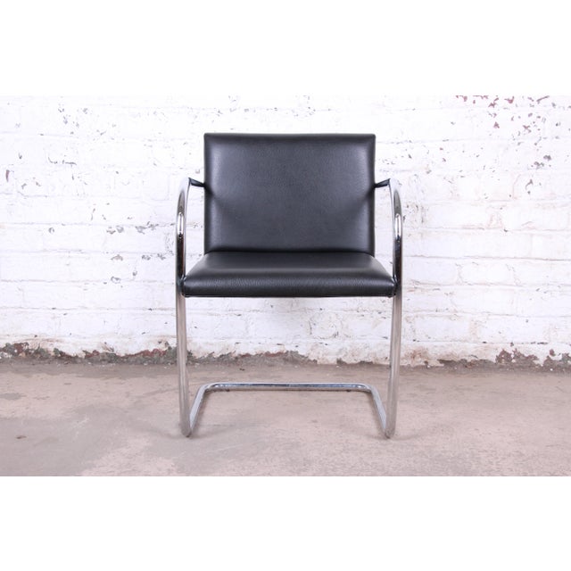 Van Der Spek Leather Black Mies Van  Der  Rohe Black  Leather  and Chrome Brno Chair 