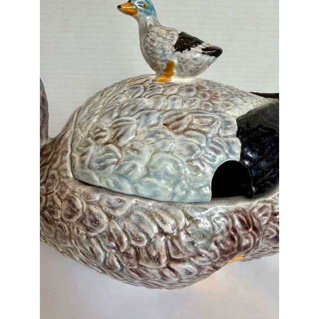 Late 20th C. Bordalo Pinheiro Duck Lidded Tureen Made in Portugal For Sale In Los Angeles - Image 6 of 14