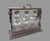 English Vintage Mahogany 3 Bottle Tantalus Locking Liquor Decanter Set Cut Glass - 4 pcs For Sale - Image 3 of 11