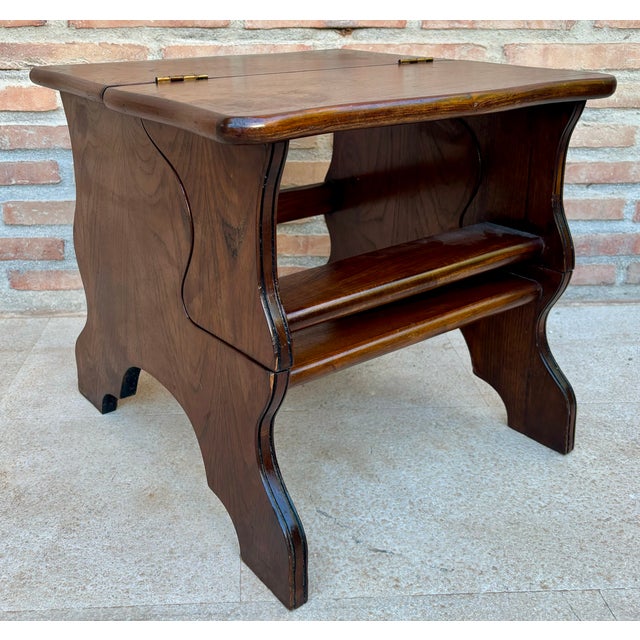 Charming Spanish library step chair crafted from wood, featuring a practical and ingenious folding design. When closed,...