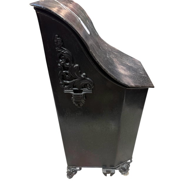 Antique, Victorian, Heavy Metal Coal Scuttle With Removable Bin For Sale - Image 11 of 12