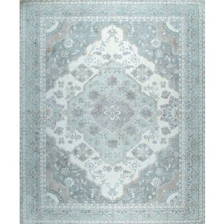 4x6 Selene Oriental Green Floral Traditional Hand Knotted Wool Carpet Rug For Sale