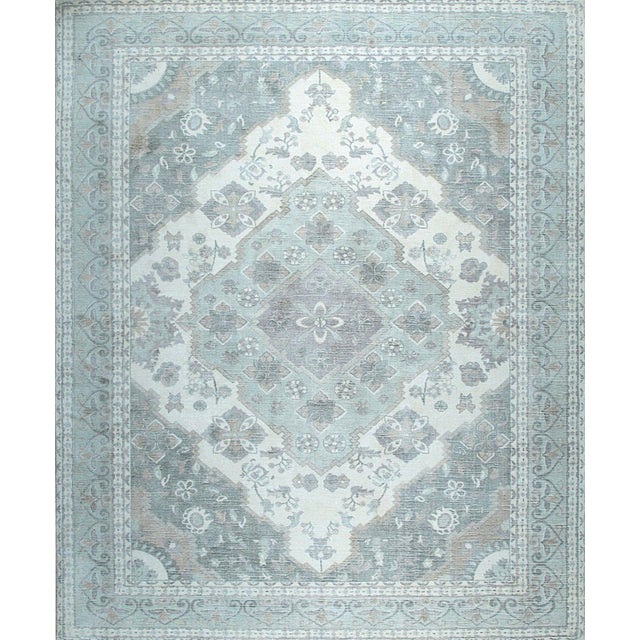 4x6 Selene Oriental Green Floral Traditional Hand Knotted Wool Carpet Rug For Sale