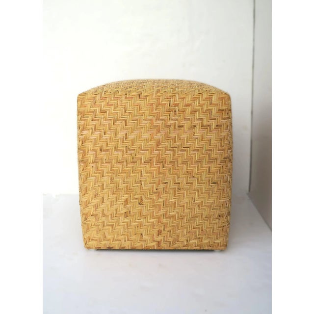 Early 21st Century Wicker Pedestal Stool Ottoman For Sale - Image 5 of 12