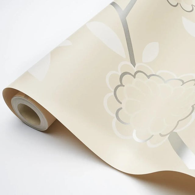 Schumacher Schumacher x Neisha Crosland Bird Tree Wallpaper in Silver For Sale - Image 4 of 5