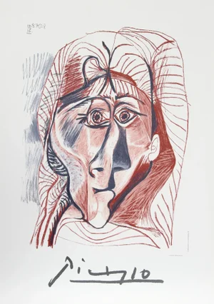 1980s "Visage de Femme de Face" Lithograph After Pablo Picasso