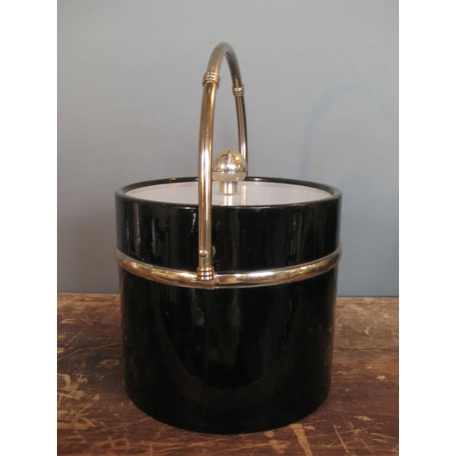 Hollywood Regency Hollywood Regency Patent Leather Ice Bucket For Sale - Image 3 of 4