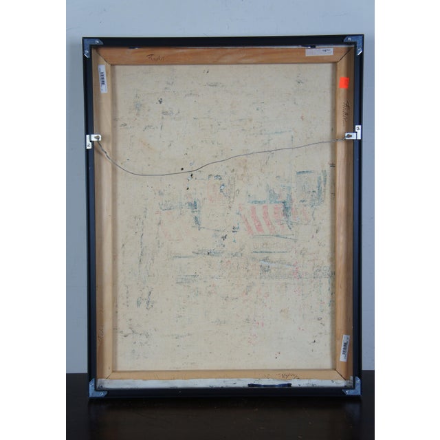 Late 20th Century Andre Andreoli Italian Street Scene Oil Painting Tobacco Shop Cityscape Canvas, Framed For Sale - Image 6 of 6