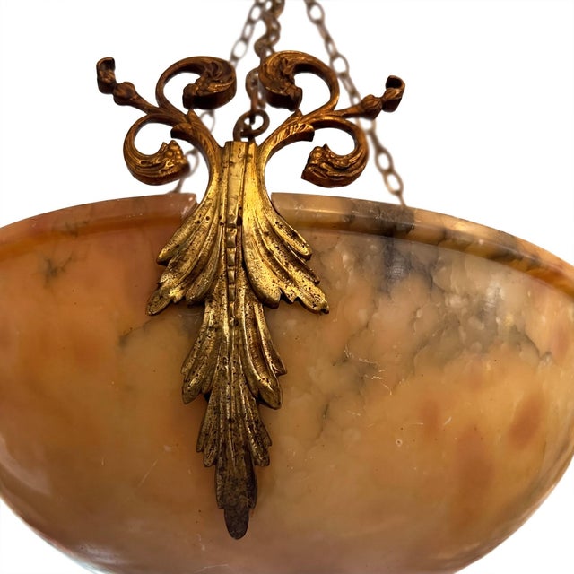 French Alabaster and Gilt Bronze Plafonnier, Early 1900s For Sale - Image 4 of 6