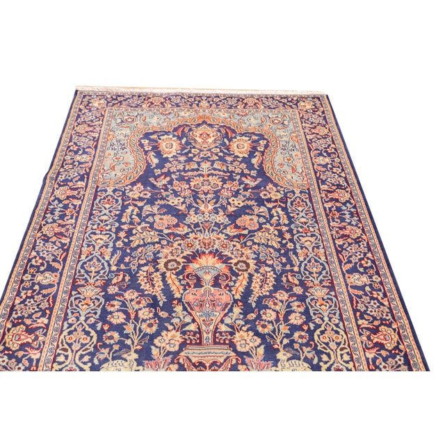 Semi-Antique Hand-Knotted Persian Kashan Rug 4'3" X 6'9" For Sale - Image 4 of 16