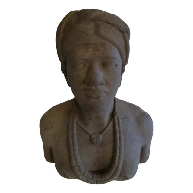 1950s Stoneware Sculpture of Tribal Woman For Sale