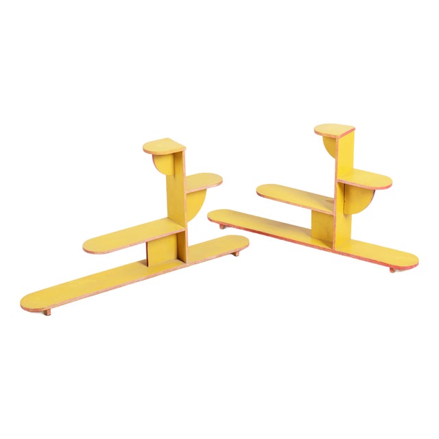 Czech Art Deco Flower Stands in Lacquered Wood, 1930s, Set of 2 For Sale