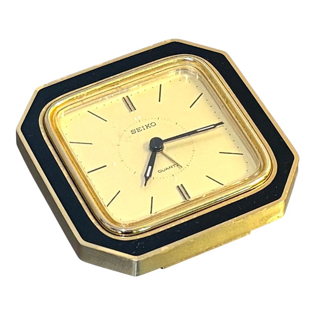Seiko 1990s Postmodern Gold Folding Travel Clock For Sale