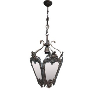 Antique Italian Bronze Hanging Lamp, 1900 For Sale