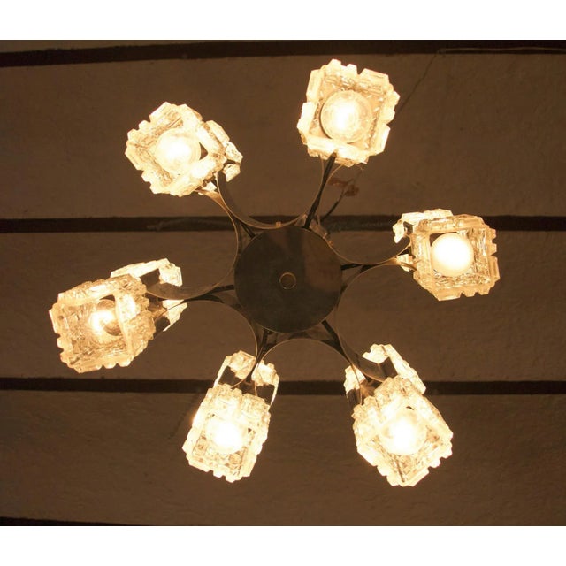 Glass Chandelier in Chrome and Glass by Gaetano Sciolari, Italy, 1960s For Sale - Image 7 of 8