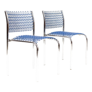 Mid Century Vintage Modernist Thonet Softec Chairs by David Rowland — Chrome Frames — Pair