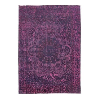 Allover Designed Antique Room Size Wool Rug Persian Overdyed in Purple For Sale