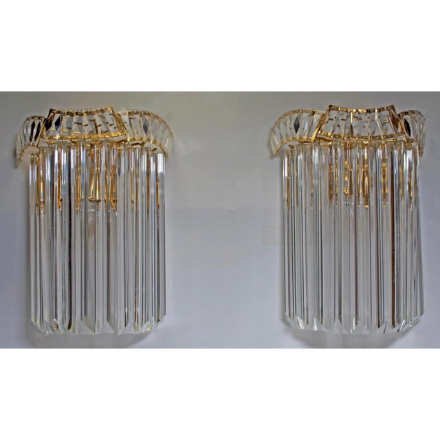 Brass & Murano Glass Triedri Wall Lights from Venini, 1970s, Set of 2 For Sale - Image 9 of 14