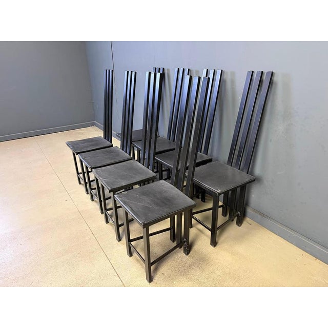 Metal Vintage Postmodern Dining Chairs, 1980s, Set of 8 For Sale - Image 7 of 10