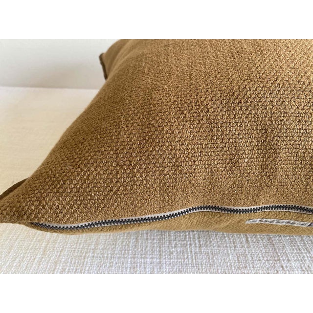 French Fromentera French Linen Accent Pillow in Cappucino With Insert For Sale - Image 3 of 5