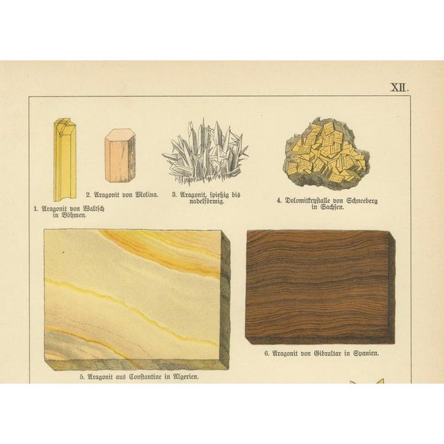Paper Dr. Gustav Adolph Kenngott, Mineralogy Marble, Aragonite & Fluorite, 1888, Chromolithographs, Set of 3 For Sale - Image 7 of 12