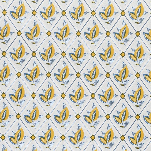 Not Yet Made - Made To Order Sample - Schumacher Basile Trellis Wallpaper in Yellow & Blue For Sale - Image 5 of 5