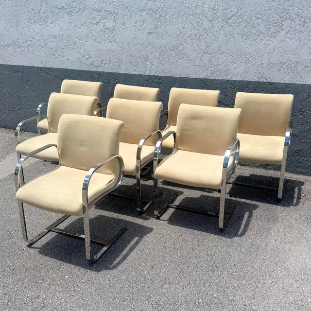 Mid-Century Modern Mid Century Modern Miles Van Der Rohe Brno Style Cantilever Dining Chairs - Set of 8 For Sale - Image 3 of 12