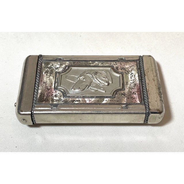 Silver Antique Figural Dog Lady Silver Plate Metal Vesta Match Safe Vesta Case Box For Sale - Image 8 of 12