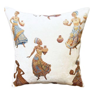 African Pottery Women Jacquard Cushion Cover For Sale