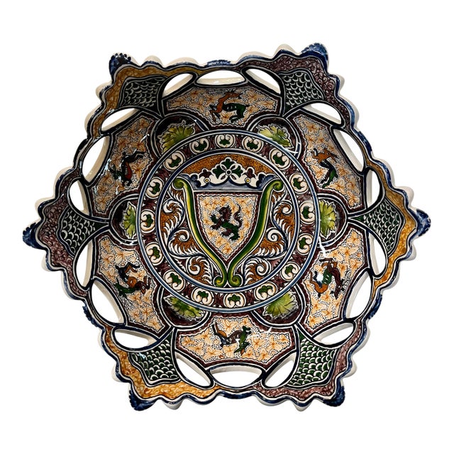 Coimbra Ceramic - Hand Painted Portuguese Fruit Basket 3 For Sale