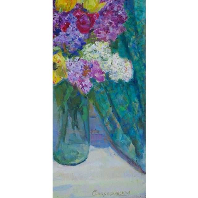 1970s Floral Still Life Painting, Original Soviet Art by Staroselskaya (1970) 115-55 For Sale - Image 5 of 6