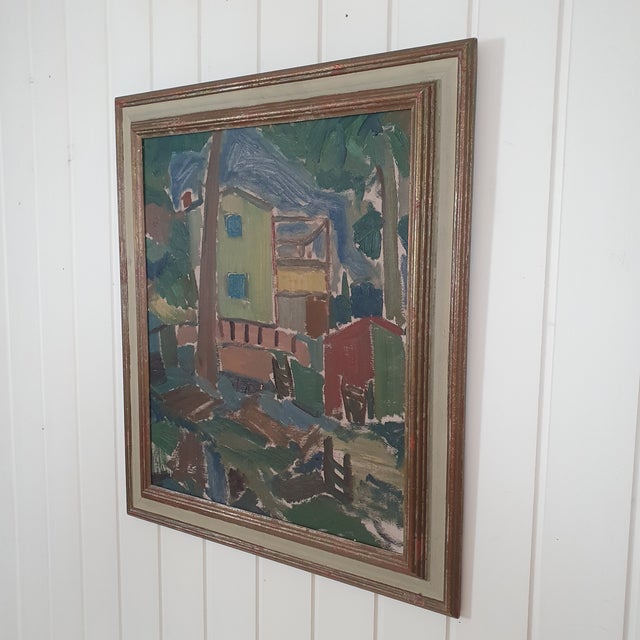 This oil painting by Danish Modernist Painter Sigurd Swane carries the quiet assurance of his mature post-war period,...
