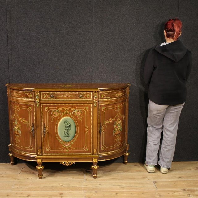 1970s 20th Century Italian Painted and Gilded Wooden Sideboard, 1970s For Sale - Image 5 of 13