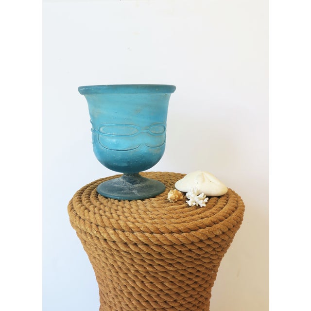 Blue Art Glass Urn Vase Chairish