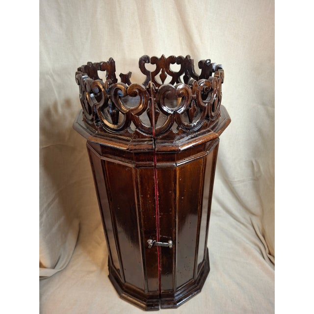 Antique 19thC Italian Sephardic Torah Case Tik Hand Carved Wood J Greenstein Prov For Sale - Image 9 of 17
