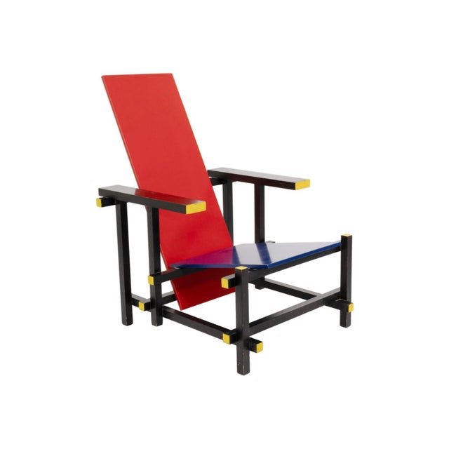 Late 20th Century Red and Blue Chair by Gerrit Rietveld for Cassina For Sale - Image 5 of 8