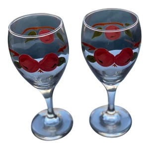 2000s Franciscan Apple Wine Goblets- Set of 2