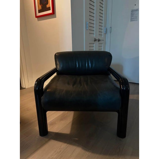 Postmodern Vintage Gas Aulenti for Knoll Model 55-S1 Black Lounge Chair For Sale - Image 3 of 4