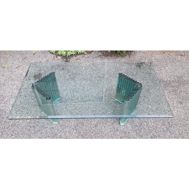 1980s Coffee Table with Glass Slat Legs and Bevelled Fiam Glass Top, 1980s For Sale - Image 5 of 5