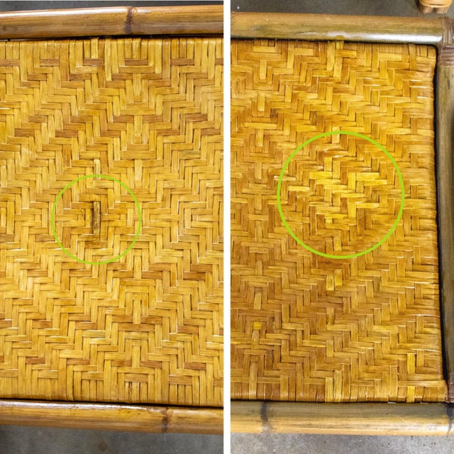 Mid-20th Century Tropical or Coastal Style Rattan Lounge Chair and Ottoman Set by Calif Asia For Sale - Image 17 of 18