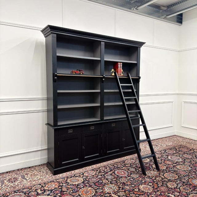 Large English Black Bookcase For Sale - Image 17 of 17
