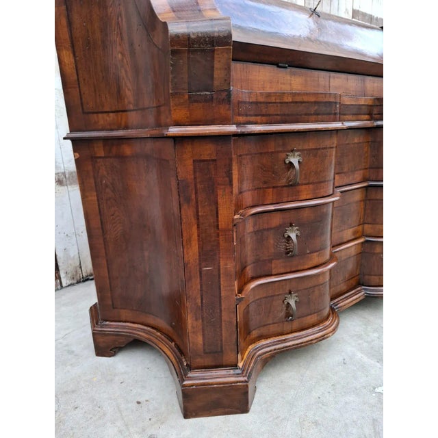 Antique Baroque Revival Walnut Secretaire with Curved Drawers and Fall-Front Desk For Sale - Image 14 of 18