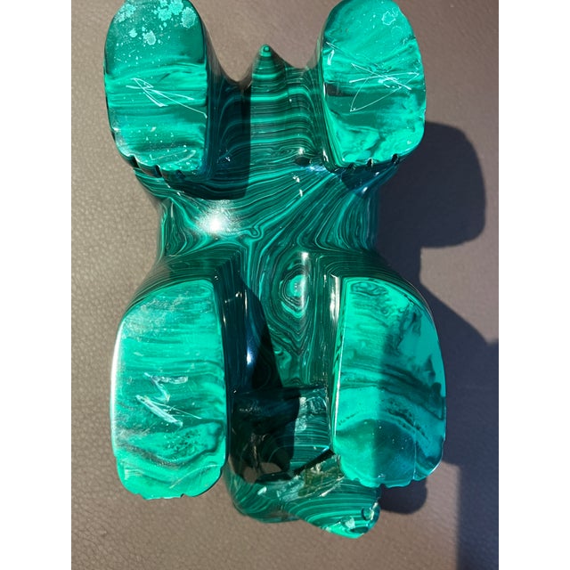 Rustic Malachite (From Congo) Bear Beautiful Malachite Bear Statue. Deep Green Colors. For Sale - Image 3 of 7