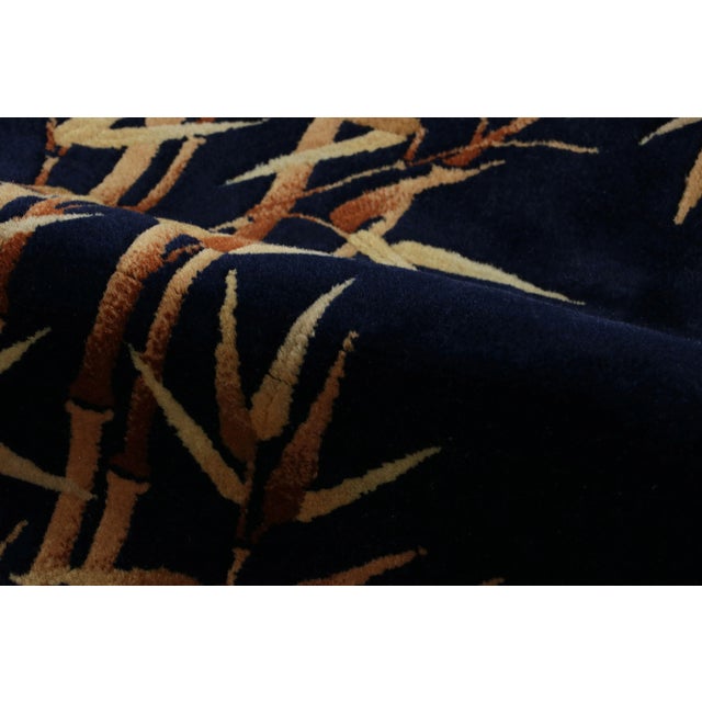 Rug & Kilim Antique Chinese Art Deco Rug, Midnight Blue With Bamboo Patterns - Rug & Kilim For Sale - Image 4 of 6