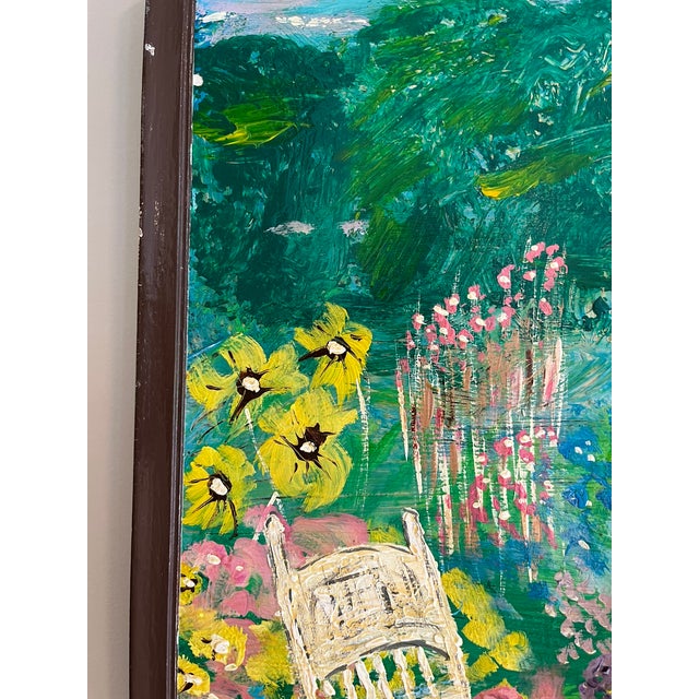 1960s Mid-Century Folk Art Painting Oil on Board, Framed For Sale - Image 4 of 8