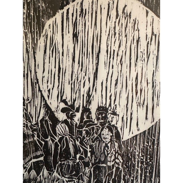 1986 Ruthe Blalock Jones “Oklahoma Stomp Dance” Original Signed Native American Woodblock Print, Limited Edition 12/40 For Sale - Image 17 of 18