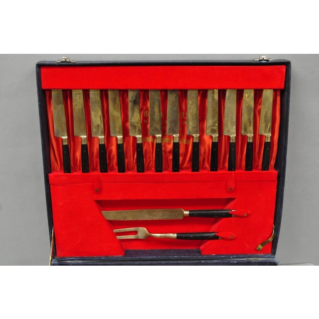 Mid-Century Modern Vintage Bangkok Jewels Bronze Brass & Celluloid Flatware Set in Case - 130 PCS For Sale - Image 3 of 18